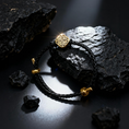 I-load ang larawan sa Gallery viewer, Akashagarbha Courage & Wisdom Black-Gold Leather Bracelet