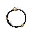 I-load ang larawan sa Gallery viewer, Akashagarbha Courage & Wisdom Black-Gold Leather Bracelet
