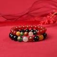 I-load ang larawan sa Gallery viewer, Five Wealth Gods Prosperity Bracelet – Black & Red Agate
