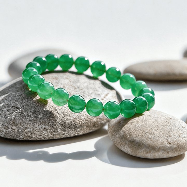 Manjushri Wisdom & Clarity Green Agate Bracelet
